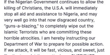 Trump Warns Nigeria Over "Slaughter of Christians," Threatens Aid Cut 1 img 7856 1