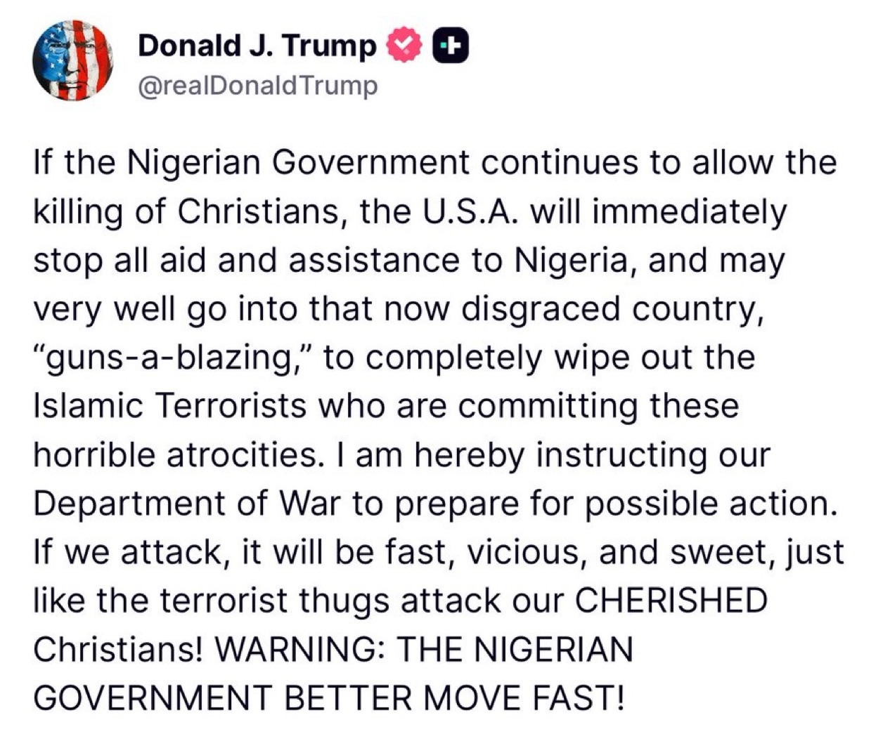 Trump Warns Nigeria Over "Slaughter of Christians," Threatens Aid Cut 15 img 7856