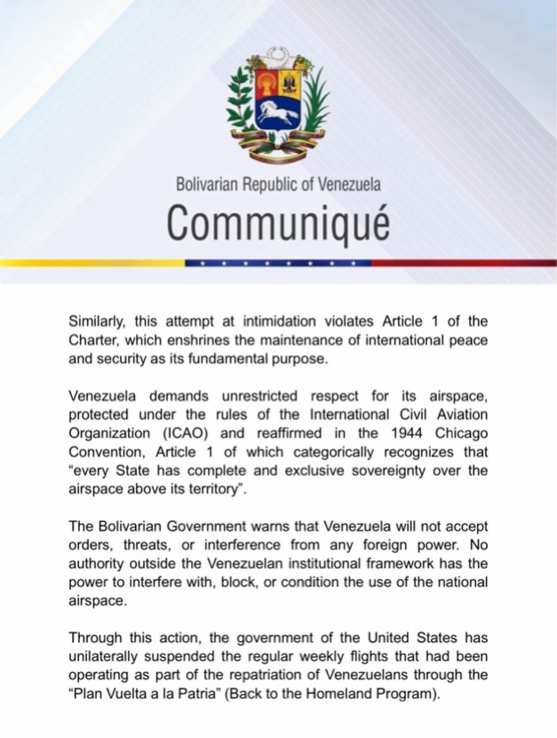 Venezuela Slams Trump Airspace Order as ‘Colonialist Threat’ 16 img 9467